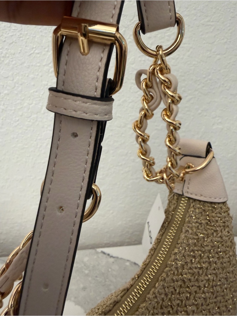 ALDO Woven Shoulder Bag with Pearl Charm NWT - Picture 4 of 6